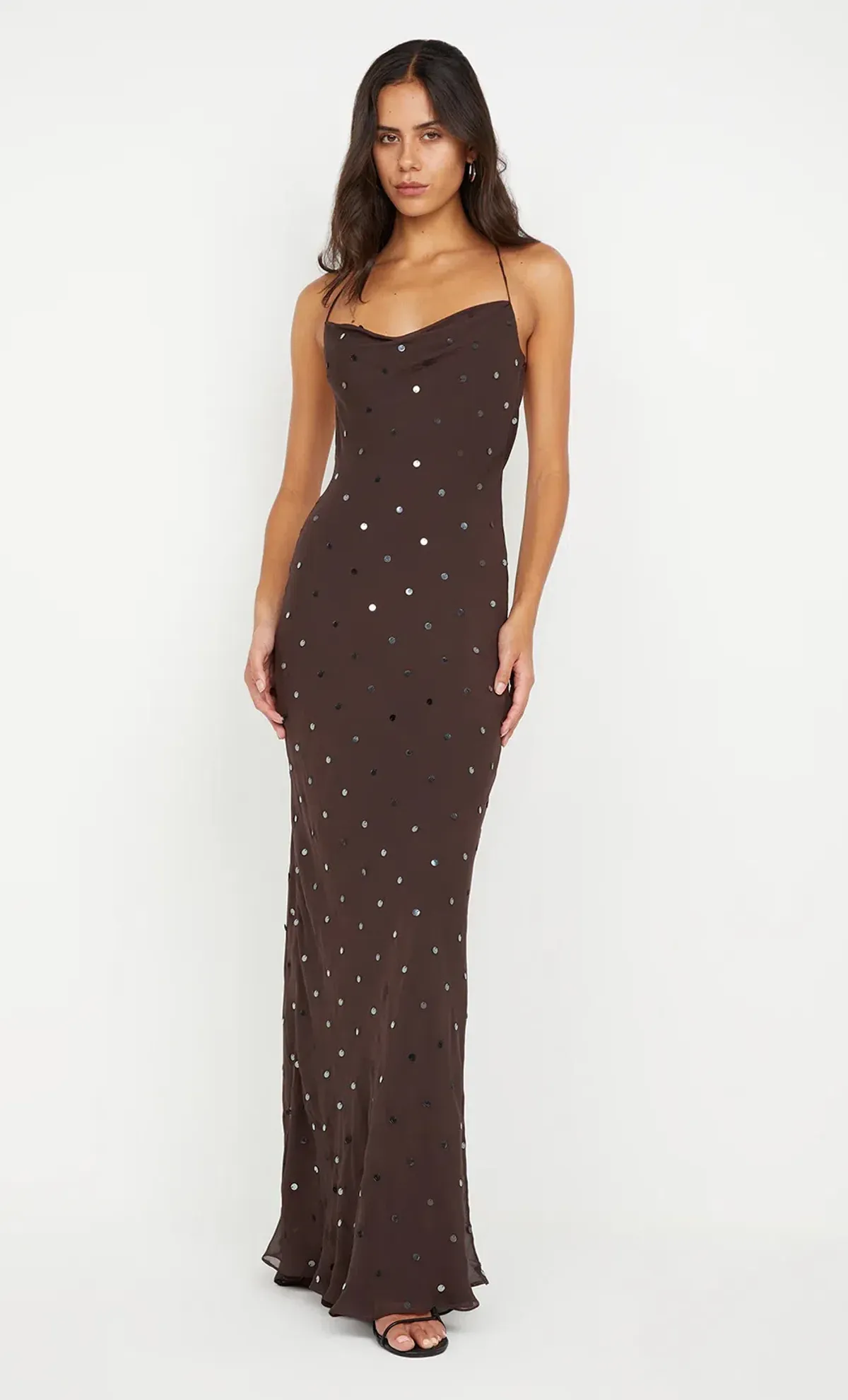 Bec & Bridge Arielle Sequin Maxi Dress Dark Chocolate Size AU 10  - Image 1
