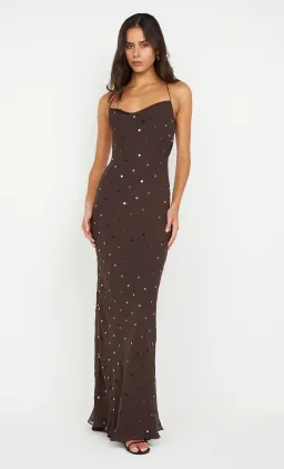 Bec & Bridge Arielle Sequin Maxi Dress Dark Chocolate Size AU 10  for rent on The Volte - image 1