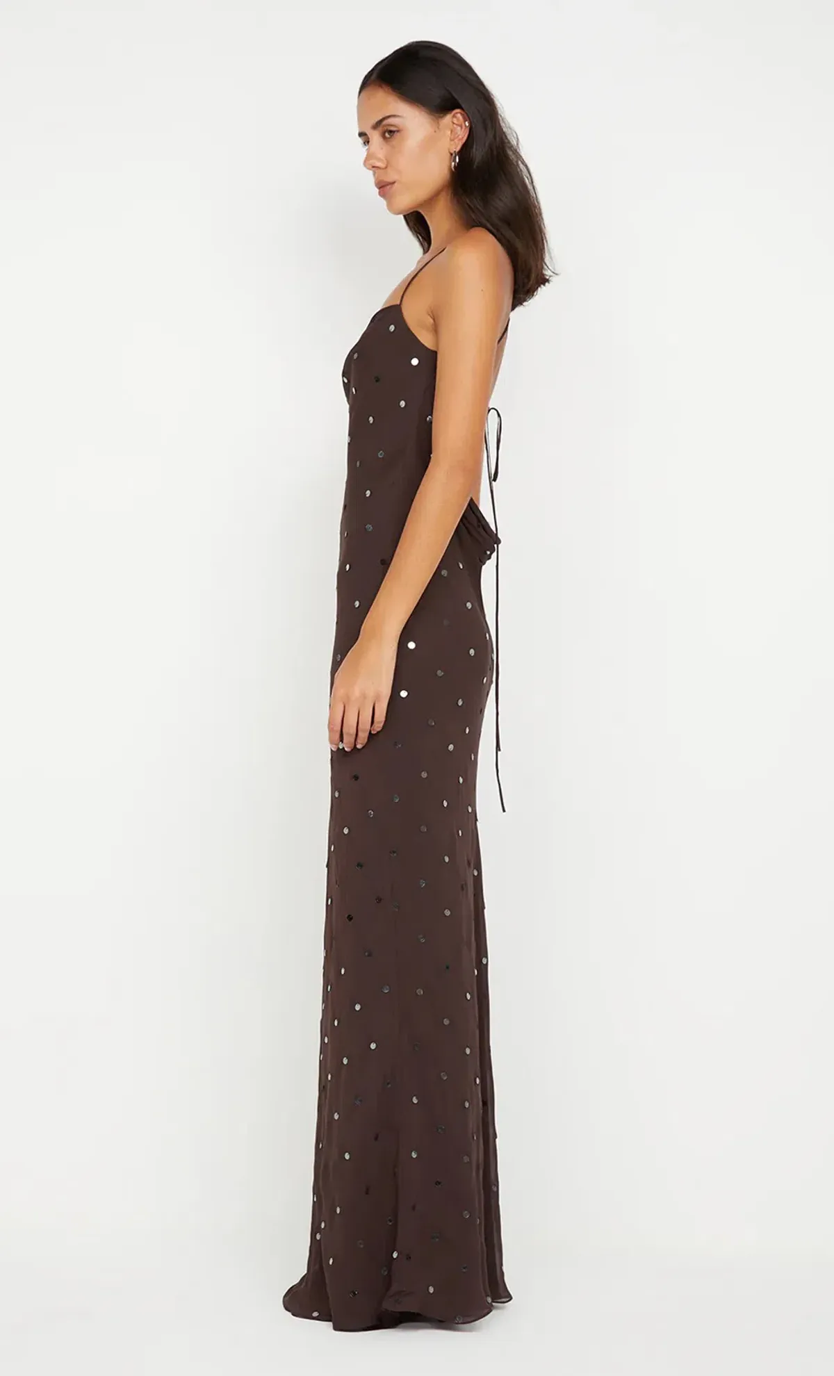 Bec & Bridge Arielle Sequin Maxi Dress Dark Chocolate Size AU 10  - Image 6