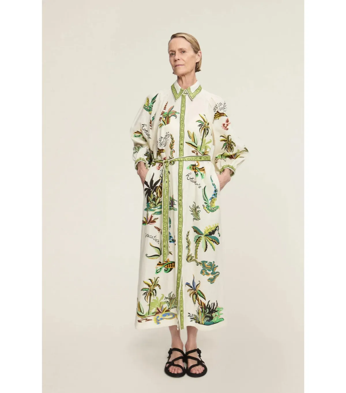 Alemais Day Dream Linen Midi Shirtdress Print Size AU 8  - Image 1