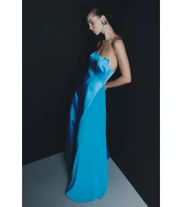 Meshki Rosella Satin Maxi Gown Cyan Blue Size AU 8 for rent on The Volte - image 5