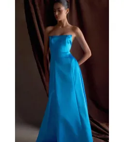 Meshki Rosella Satin Maxi Gown Cyan Blue Size AU 8 for rent on The Volte - image 2
