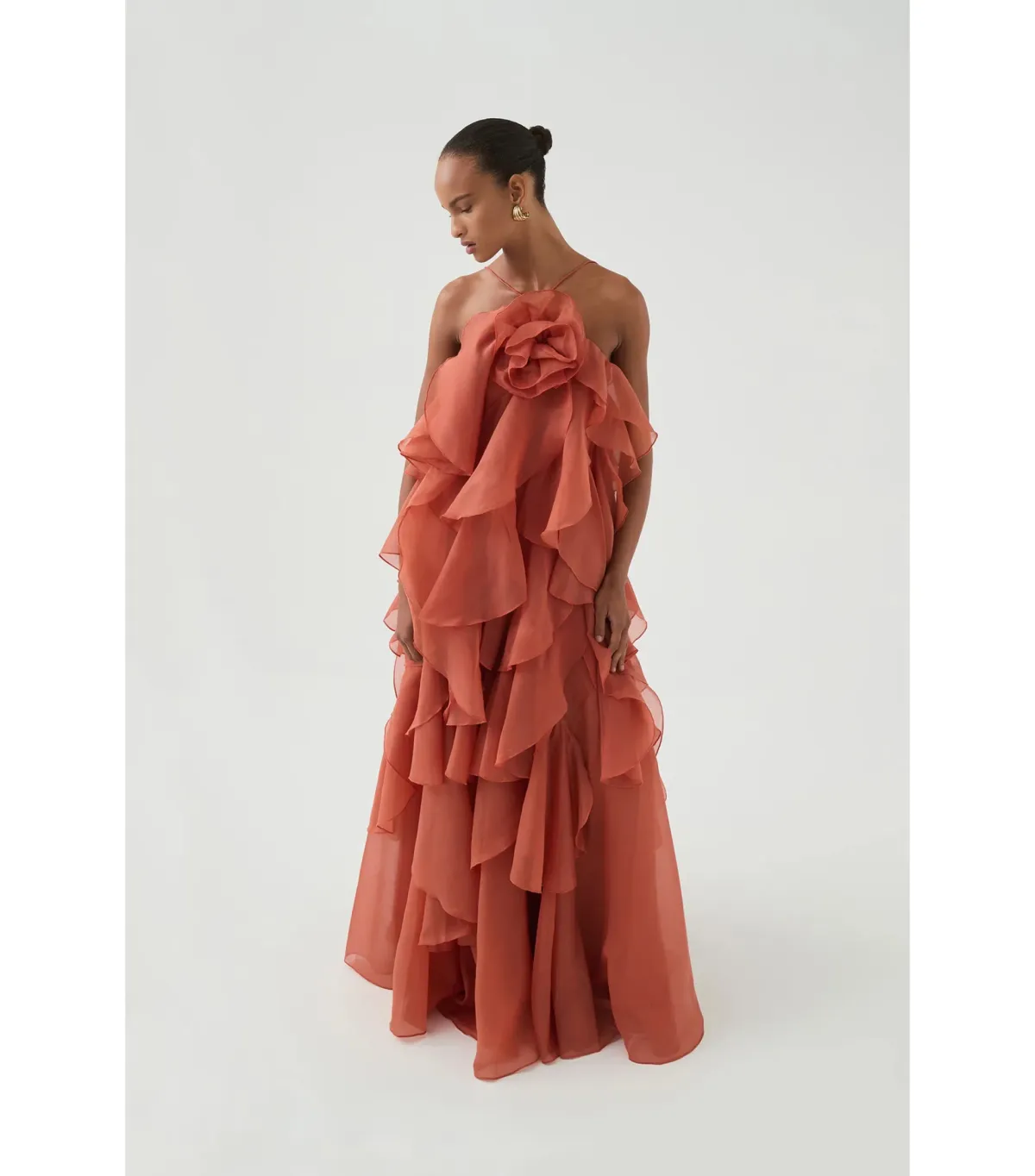 Aje Pandorea Layered Maxi Dress Coral Clay Size AU 6 - Image 2