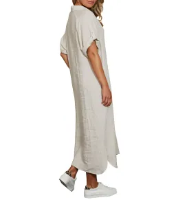 Eb And Ive Short Tab Sleeve Linen Studio Midi Shirt Dress Tusk Size M / AU 10 for rent on The Volte - image 3