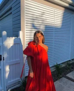 Oroton One Shoulder Bow Dress Red Size 8  for rent on The Volte - image 4