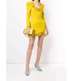 Rebecca Vallance Baci Long Sleeve Mini Dress Yellow Size AU 14 for rent on The Volte - image 1
