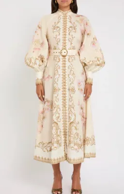 Zimmermann Hypnotic Buttoned Midi Dress White Peony Size 3 au 14 for rent on The Volte - image 1