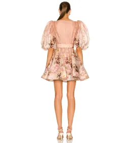 Zimmermann Dancer Puff Sleeve Mini Dress in Blush Garden Floral Size0/AU8 for rent on The Volte - image 3