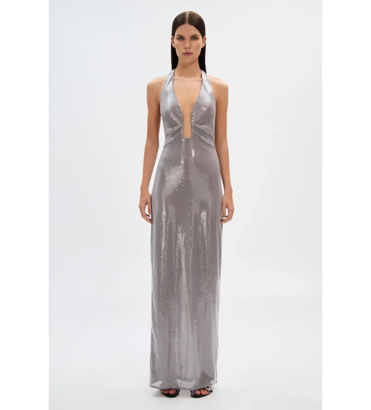 MISHA Alusia Sequin Maxi Dress in Pewter Size Medium / AU 10 - Image 1