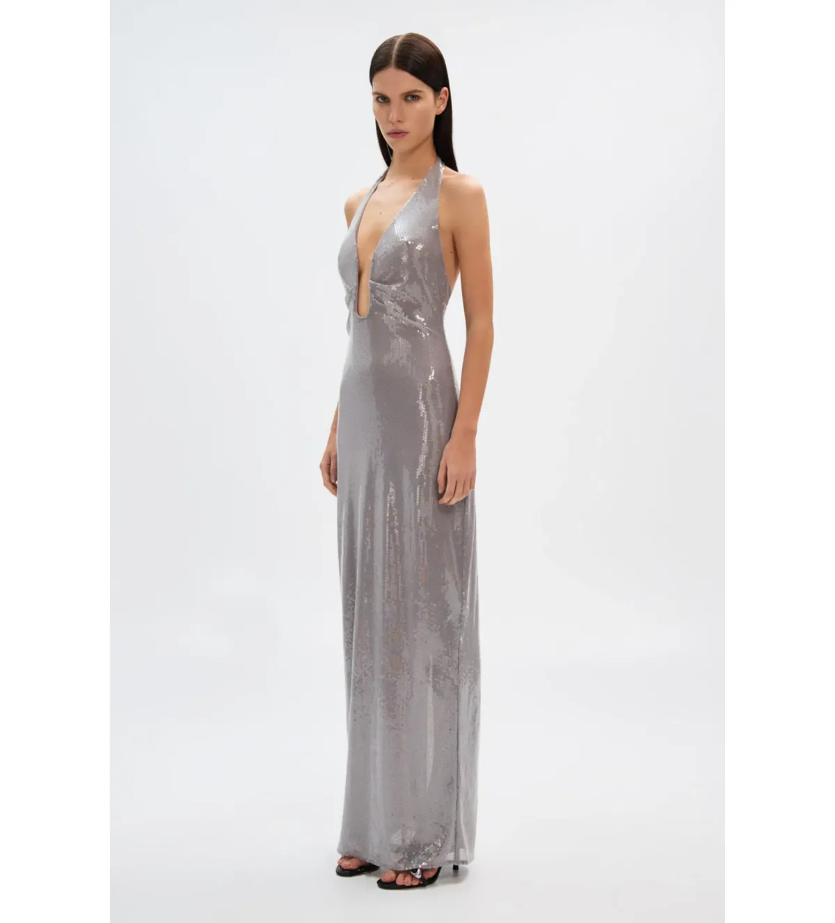 MISHA Alusia Sequin Maxi Dress in Pewter Size Medium / AU 10 - Image 3