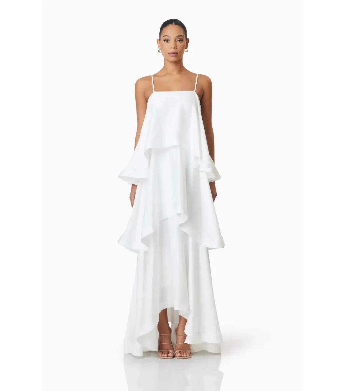Elliatt Tilly Tiered Maxi Dress White Size AU 8 - Image 1