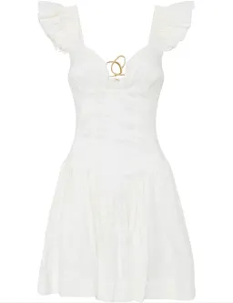 Aje Simone Frill Sleeve Mini Dress White Size 8 for rent on The Volte - image 4