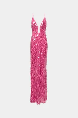 MISHA Sapphire Sequin Maxi Dress Fuchscia Size 8 for rent on The Volte - image 2