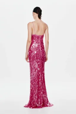 MISHA Sapphire Sequin Maxi Dress Fuchscia Size 8 for rent on The Volte - image 4