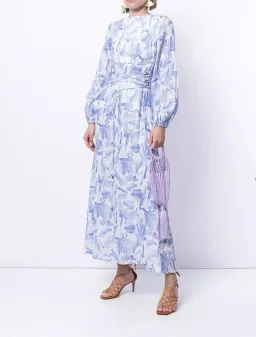 Rachel Gilbert Faris Abstract Print Dress Blue/White Size 3/AU 14 for rent on The Volte - image 2