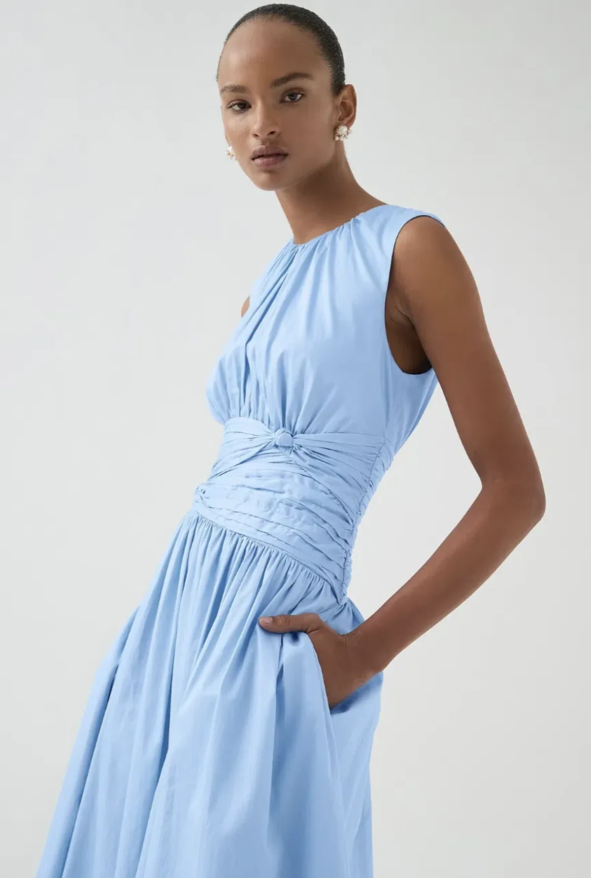 Aje Agatha Knot Midi Dress Powder Blue Size AU 12 - Image 6