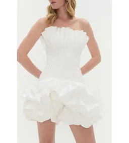 Aje Ivy Bubble Hem Dress Ivory Size 6 for rent on The Volte - image 3