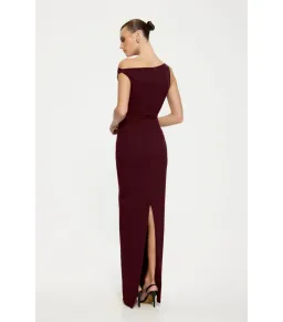 Effie Kats Inaya Maxi Gown in Wine Size AU 10  for rent on The Volte - image 3