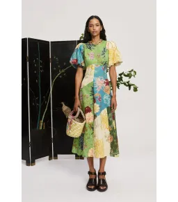 Alemais Avery Spliced Midi Dress Multi Size AU 10 for rent on The Volte - image 1