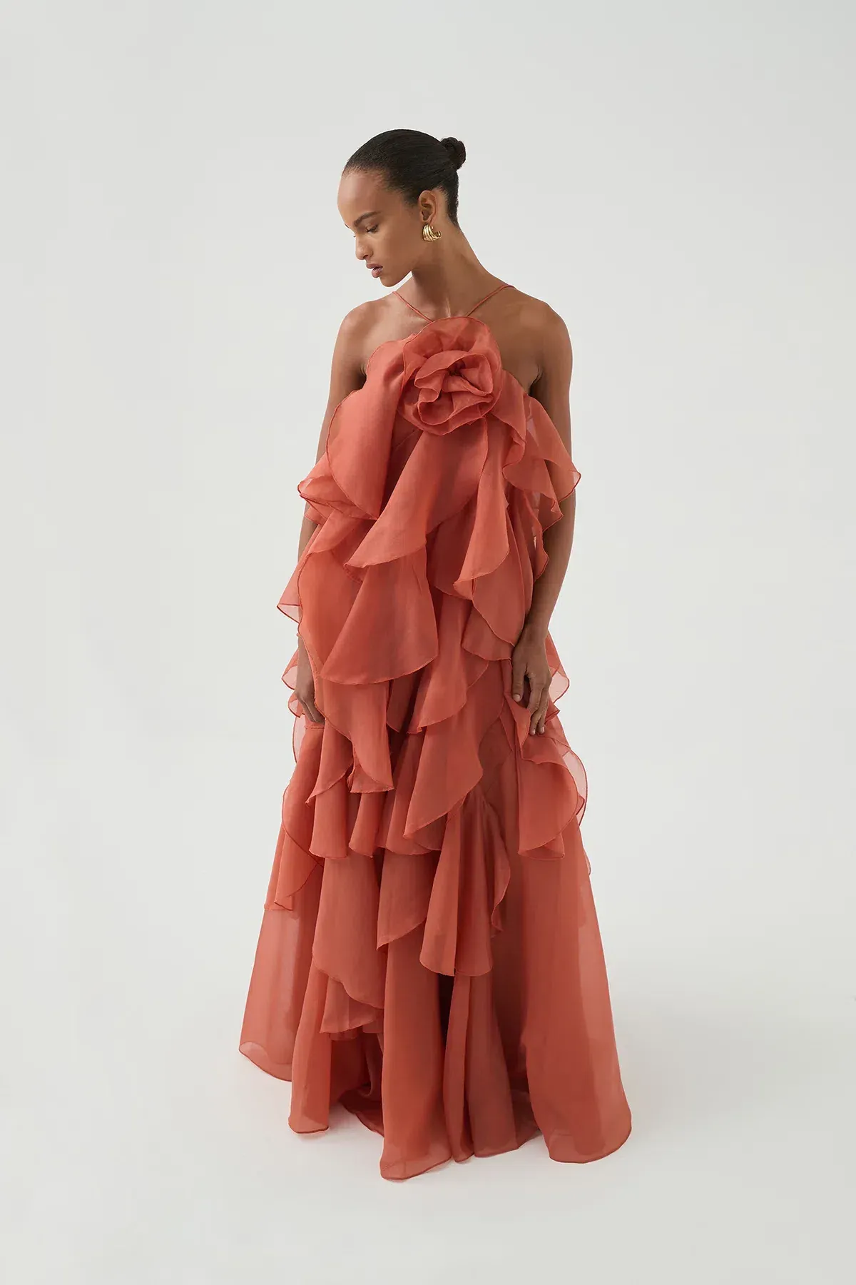 Aje Pandorea Layered Maxi Dress Coral Clay Size AU 8  - Image 7