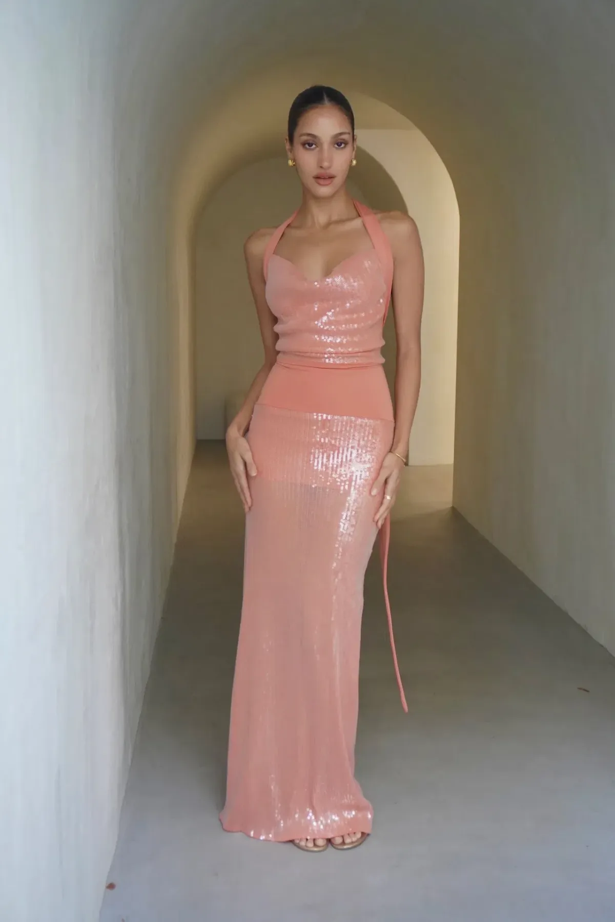 Deconduarte Lilou  Maxi Dress in Coral Size AU 10 - Image 8