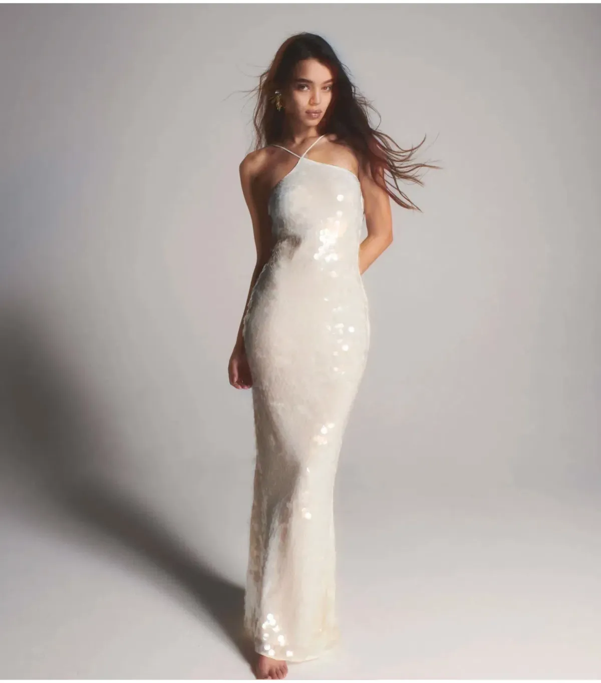 Rat & Boa Emmanuella Maxi Dress White Sequin Size M / AU 10 - Image 5