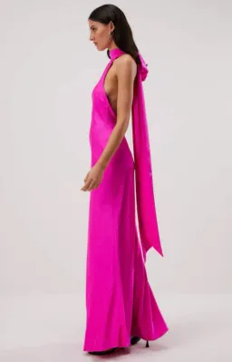 Misha Collection Evianna Satin Dress Hot Pink Size 8/S for rent on The Volte - image 2