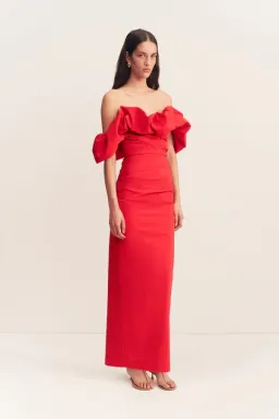 Shona Joy Campbell Off Shoulder Bubble Maxi Dress Goji Size AU 12  for rent on The Volte - image 2