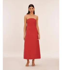 Aere Linen Empire Waist Maxi Dress Red Size AU 12 for rent on The Volte - image 1
