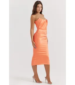 House Of CB Alora Strapless Corset Midi Dress Tangerine Size S / AU 8 for rent on The Volte - image 3