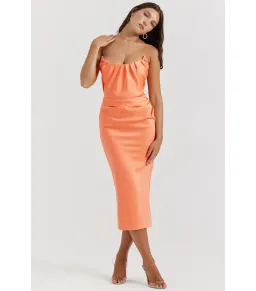 House Of CB Alora Strapless Corset Midi Dress Tangerine Size S / AU 8 for rent on The Volte - image 2