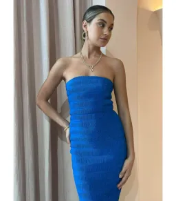 L'Idee Aurore Midi Gown in Moroccan Blue Size AU 12  for rent on The Volte - image 2