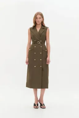 Aje  Blake Utility Midi Dress Khaki Size AU 14 for rent on The Volte - image 1