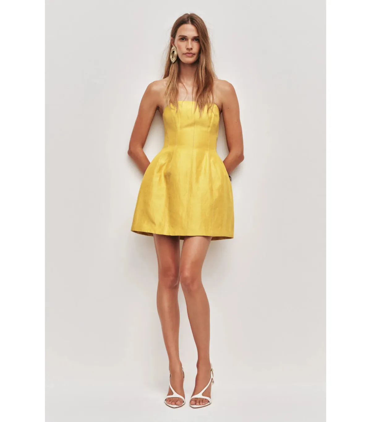 Aje Baret Strapless Mini Dress in Chartreuse Size AU 10 - Image 2