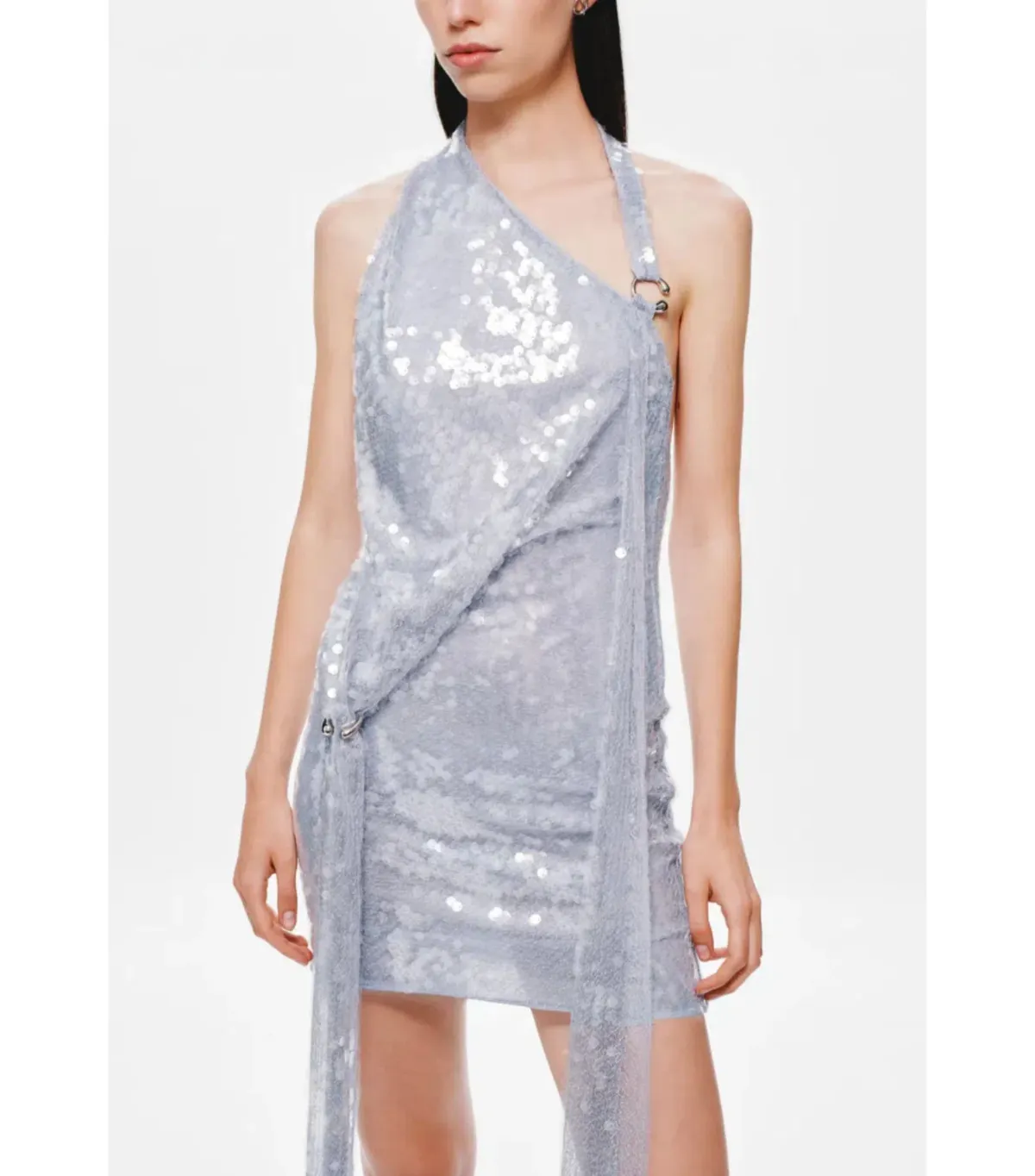 MISHA Riviera Sequin Mini Dress Cloud Blue Size S / AU 8  - Image 3