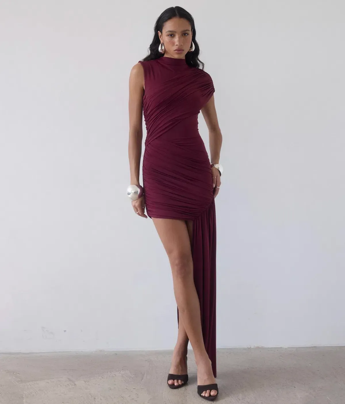 De La Vali Ravenna Mini Dress in Earth Spandex Jersey Red Size AU 10 - Image 1