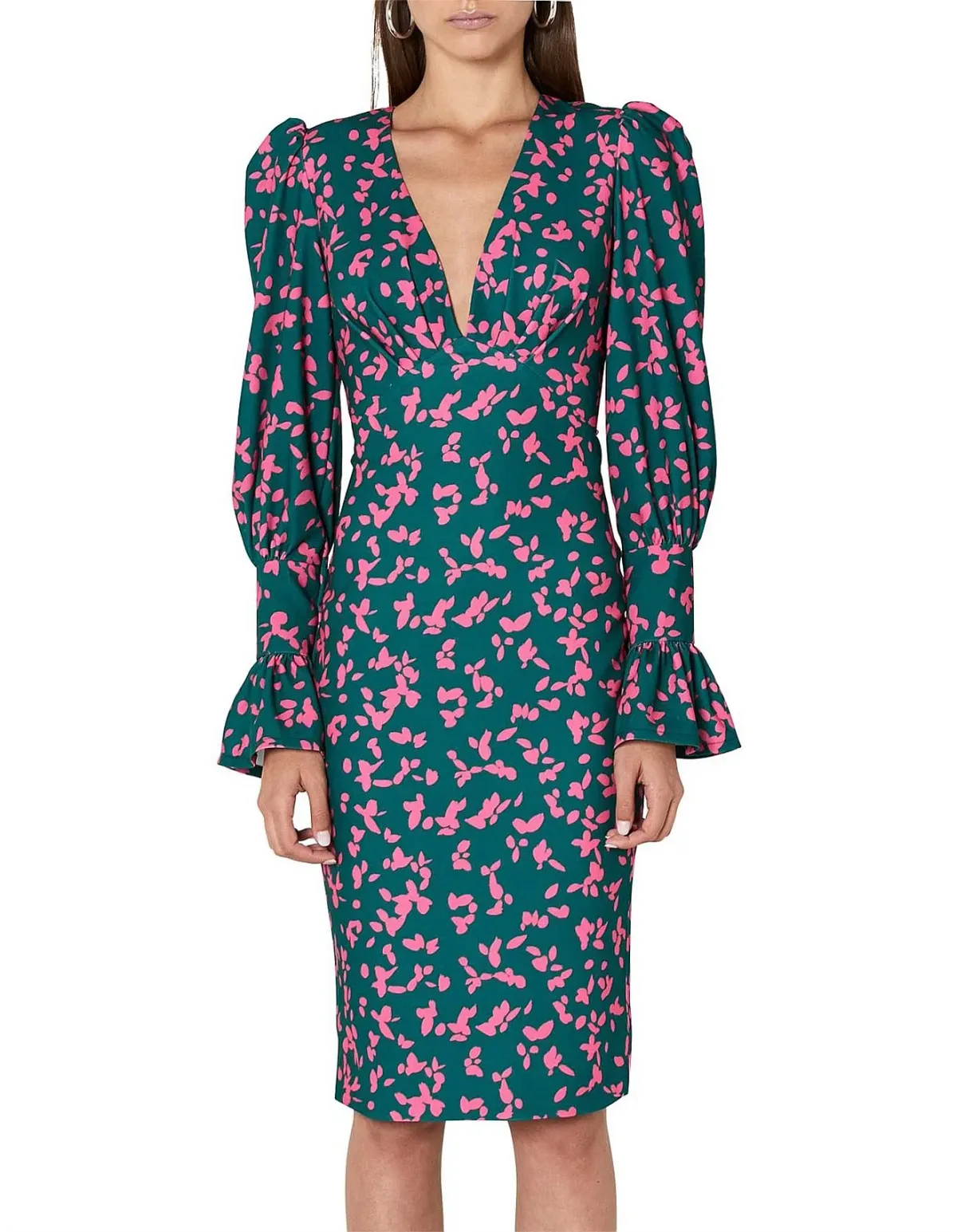 By Johnny Petal Punch Dress Green Print Size AU 8 - Image 1