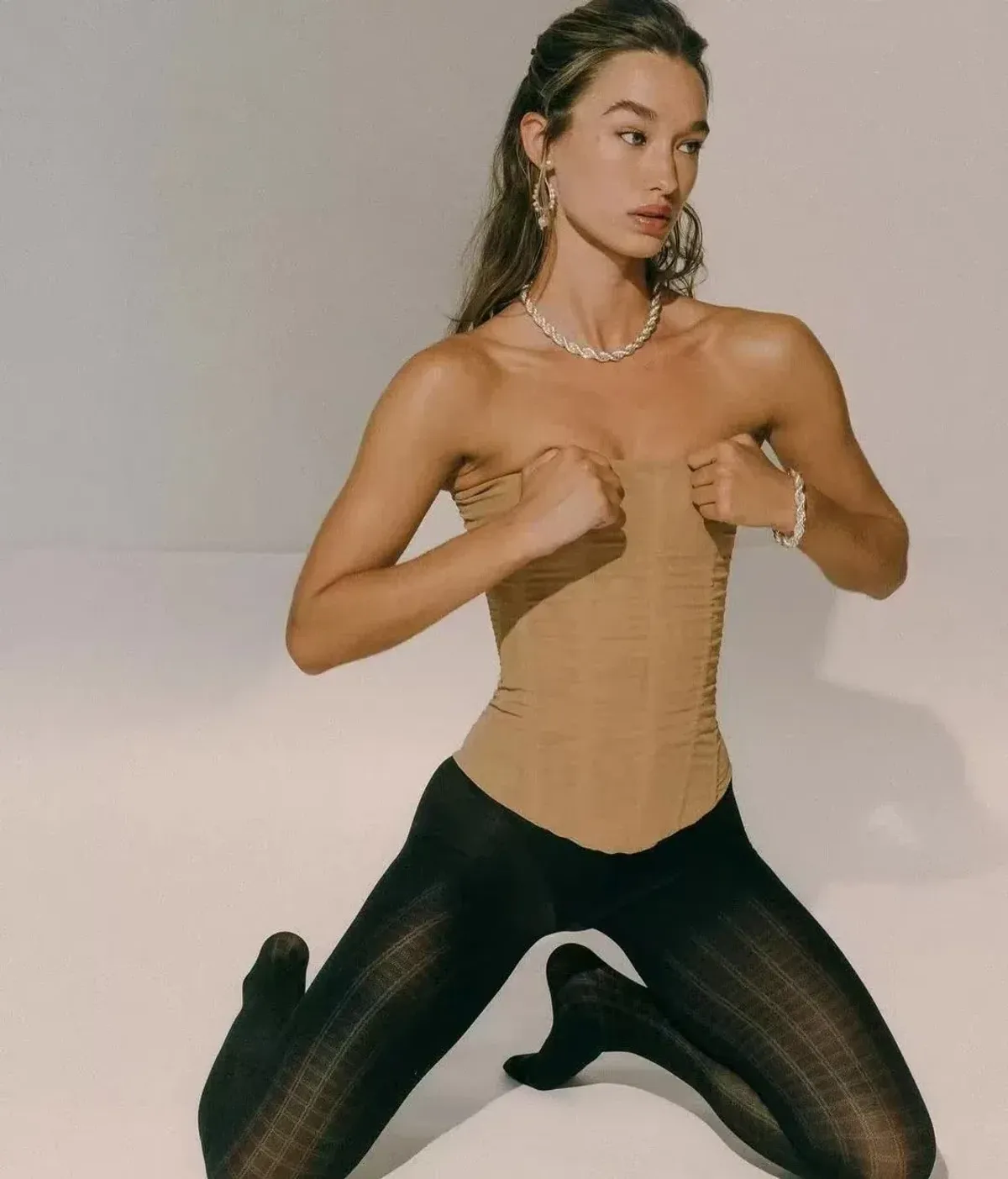 Muse Mesh Corset Tan Size XS/Au 6 - Image 2