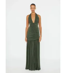 Christopher Esber Orion Gown Bottle Green Size 6  for rent on The Volte - image 1