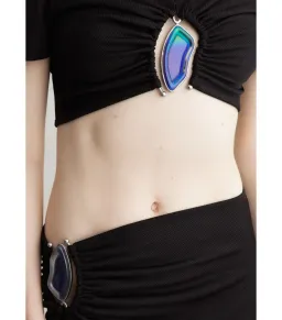 Christopher Esber Moodstone Ruched Crop T-Shirt and Maxi Skirt Black Size AU 8 for rent on The Volte - image 4