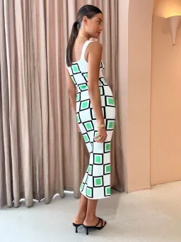 By Johnny  Lipari Knit Midi In Green Ivory Black Size 6 for rent on The Volte - image 3