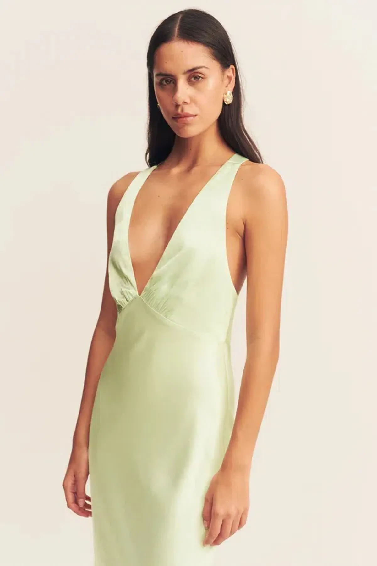 Shona Joy La Lune Plunged Cross Back Midi Dress Lime Size 10 - Image 5