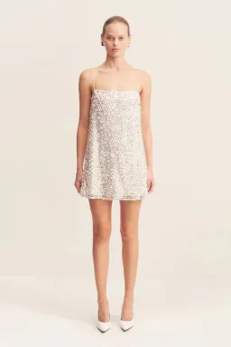 Shona Joy Asteri Mini Dress Silver Sequin Size 8 for rent on The Volte - image 1