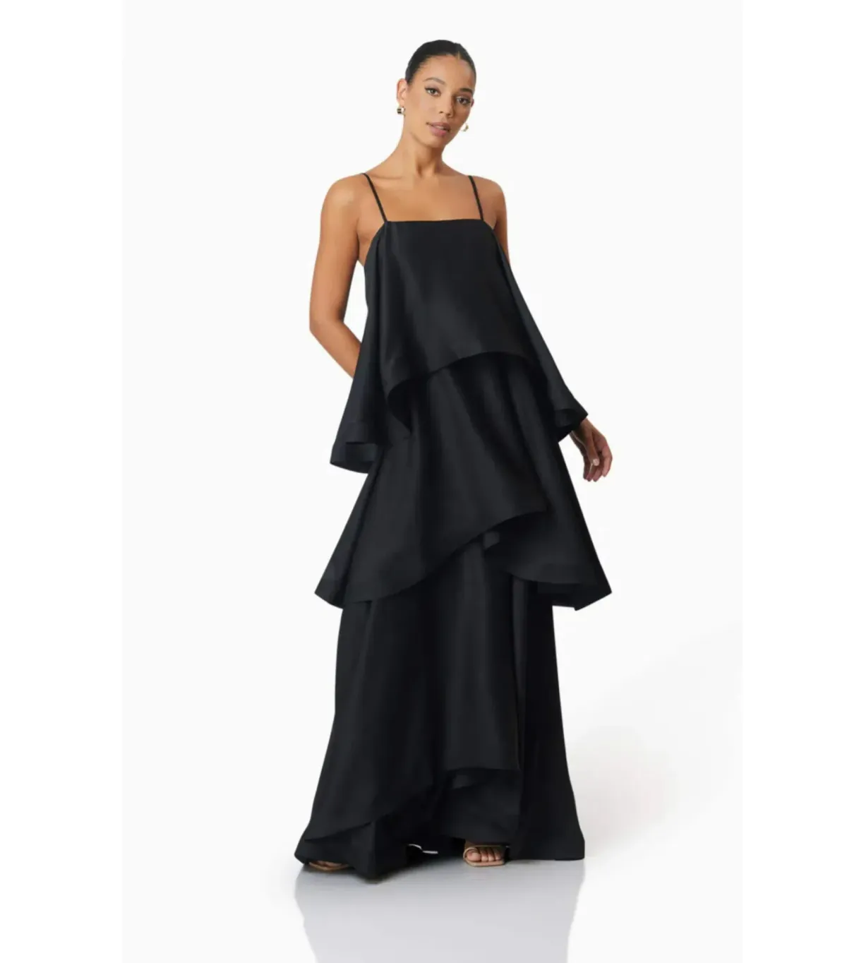  Elliatt Tilly Tiered Maxi Dress Black Size AU 12 - Image 2