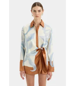 Sir the Label Sorrento Mini Shirt Dress in Sciarpa Print Size 0P / 6PETITE for rent on The Volte - image 3