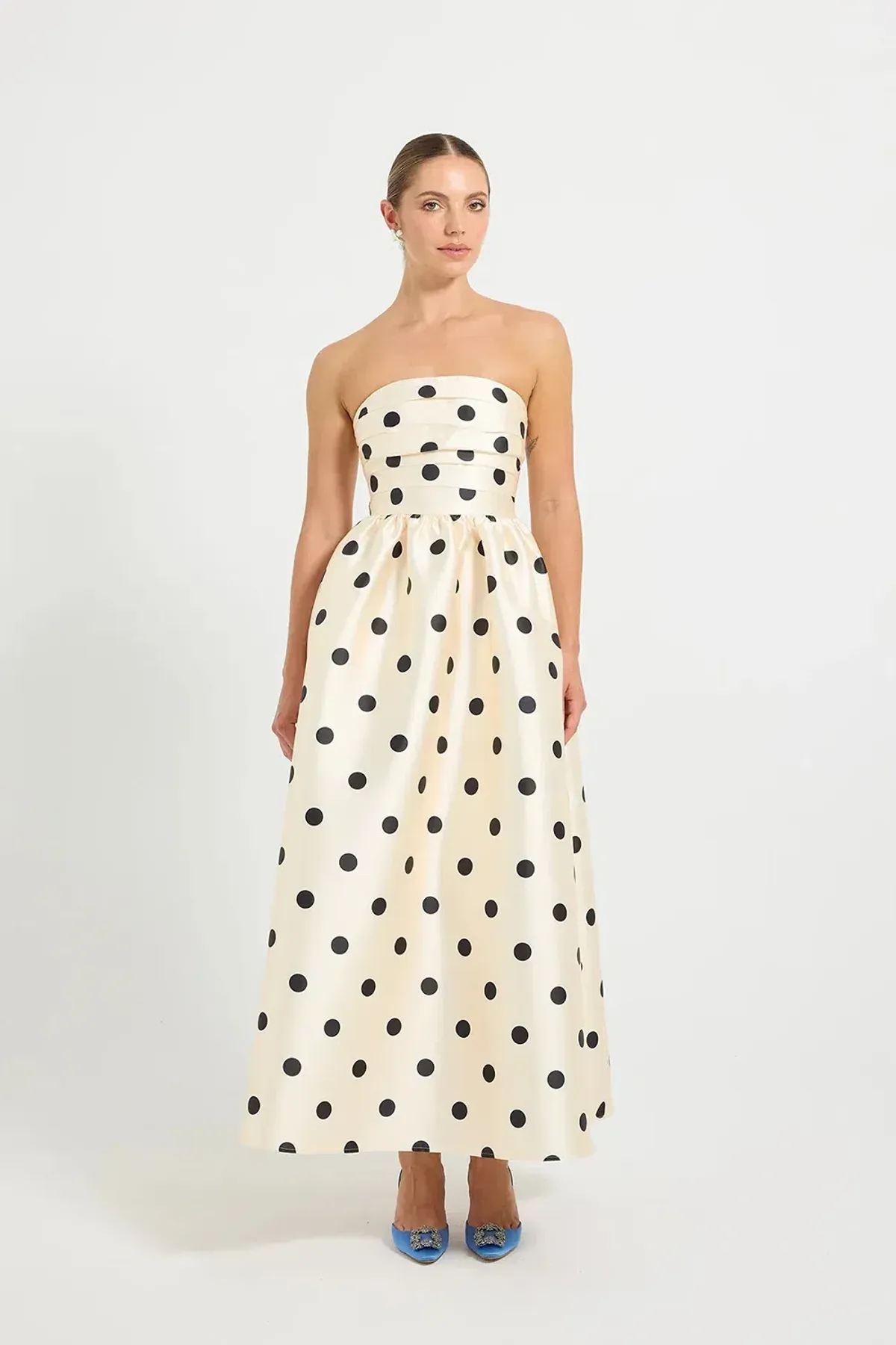 Pasduchas Dottie Strapless Midi Dress Polka Dots Size AU 14 - Image 1
