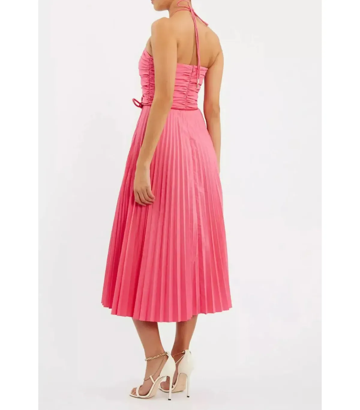 Rebecca Vallance Rosa Halter Midi Dress Pink Size AU 14 - Image 4
