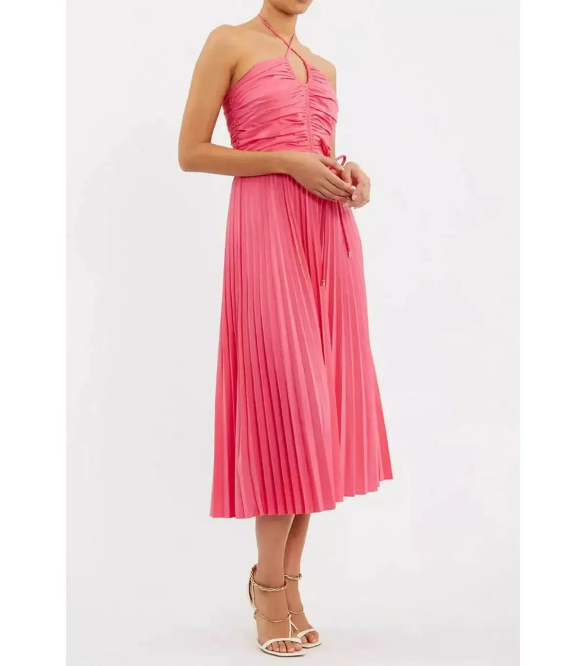 Rebecca Vallance Rosa Halter Midi Dress Pink Size AU 14 - Image 3