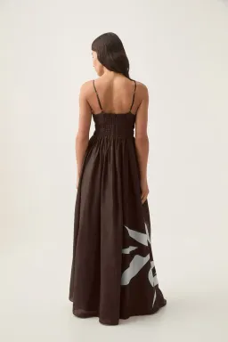 Aje Planetary Maxi Dress Abstract Fern Carob Size AU 6  for rent on The Volte - image 5