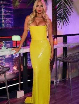 Alex Perry Strapless Sequined Corset Maxi Gown Yellow Size AU 6  for rent on The Volte - image 6